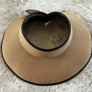 Chic Tan Wide-Brim Hat with Black Edge